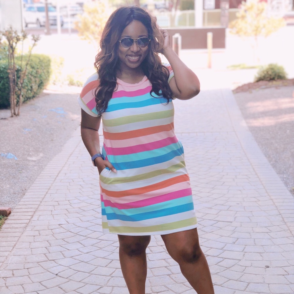 Sweet Lovely By Jen Striped T-Shirt Dress